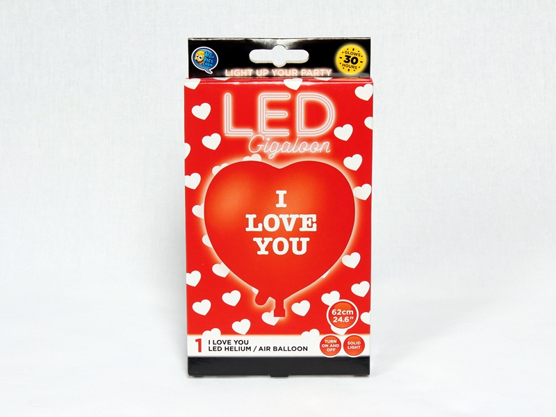 Óriás plasztik, LED-es világító lufi I LOVE YOU, 2.499 Ft